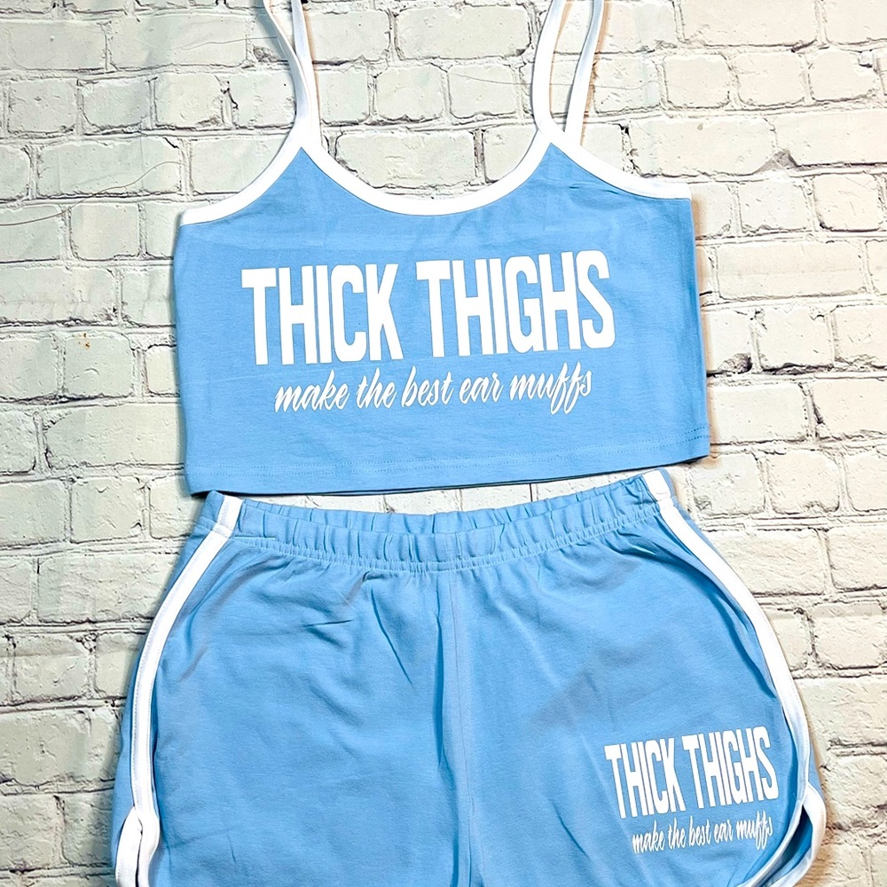 THICK THIGHS CROP TOP SHORT SET